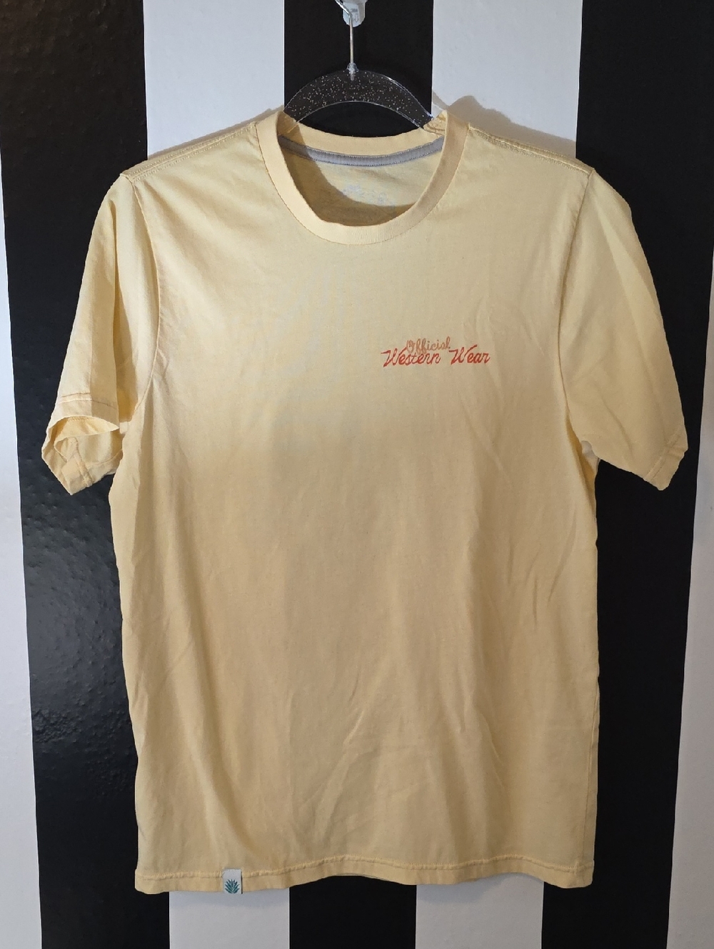 Western Wear Script Chest Tee in Pale Yellow